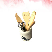 Conjunto de 6 peças de utensílios de cozinha em miniatura de madeira na escala 1/12 – Batedor e acessórios para casas em miniatura, brincadeiras