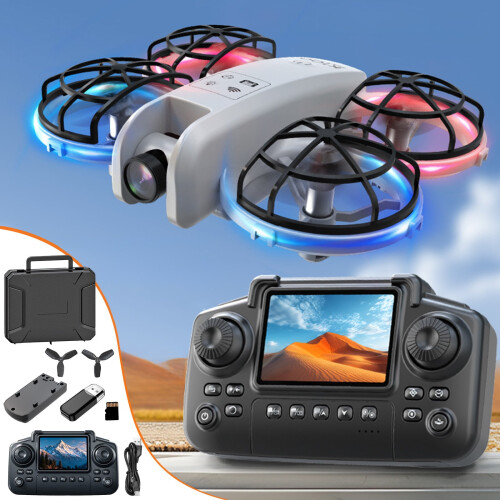 Drone avec caméra 1080p, télécommande avec écran et maintien d'altitude
