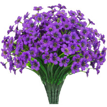 Kunstige blomster til utendørs bruk, 21 stk., UV-bestandig, imitert silke, til veranda, vinduskasse, hagedekor (lys høstoransje)