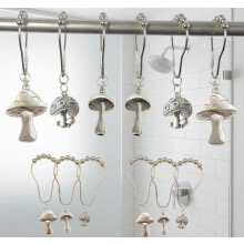 Crochets de rideau de douche en forme de champignon, en acier inoxydable, lot de 12
