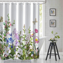 Cortina de chuveiro floral selvagem 72x72 polegadas, poliéster