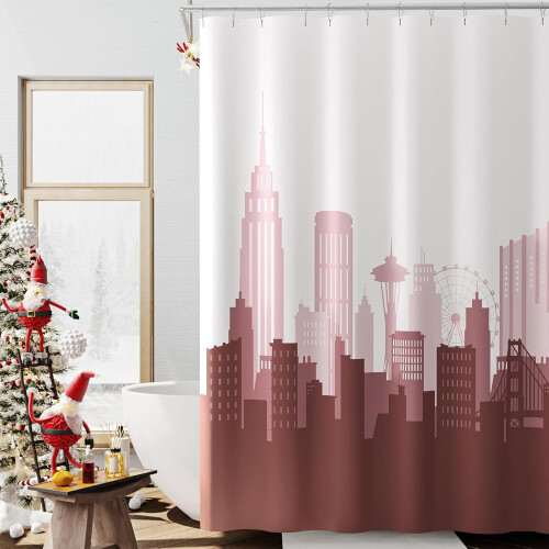 Cortina de chuveiro cinza degradê 183x183 cm (72x72 polegadas) em tecido impermeável