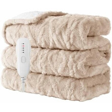 Heated Blanket Electric Throw 50x60 Inch Beige 5 Heat Levels