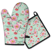 Sada kuchyňských rukavic Pioneer Flower s květinovým potiskem, 2 kusy, žáruvzdorné, 19,7 cm x 30,5 cm