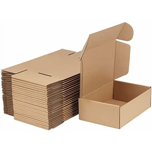 Pacote com 25 caixas de papelão ondulado para envio de correspondências, embalagens e folhetos, medindo 9x6x3 polegadas.