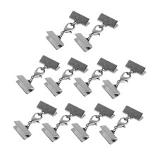 10 sets van 13 mm lintklemmen met karabijnsluiting, bevestigingsclips voor leren koorden, doe-het-zelf accessoires voor kettingen en armbanden