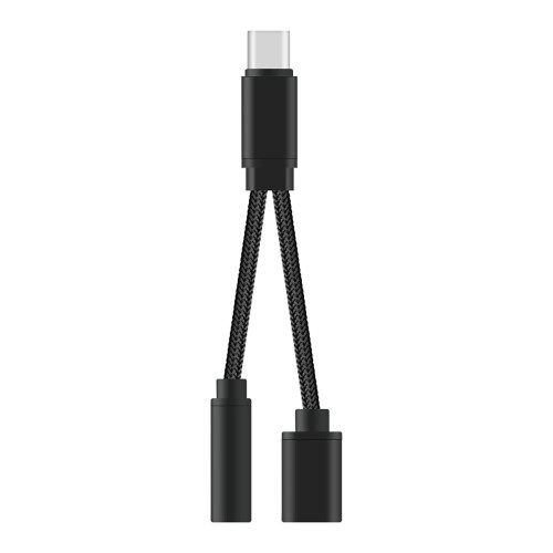 USB-C til 3,5 mm lydadapter med lader