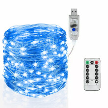 Waterdichte lichtslinger met 8 standen + afstandsbediening, fonkelend effect, voor buiten/bruiloft/feestdecoratie (blauw, 20 meter, 200 led's,