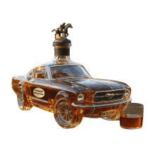 Mustang-Themed Police Car Whiskey Decanter with Funnel – Lead-Free Glass Bottle for Bourbon, Crown Royal & Wine, Unique Gift for Men & Car Lovers