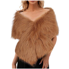 Modieuze dames sjaal/stola/cape van imitatiebont voor avondfeesten/bruiloft/feest, bruin