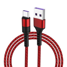 Cabo de carregamento rápido USB Type-C trançado de 1 m (vermelho)