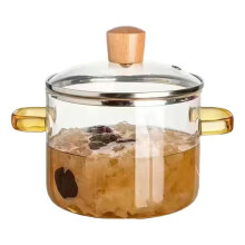 Borosilicate Glass Cooking Pot with Lid - Heat Resistant (0-400F) Saucepan for Gas/Electric Stoves & Ovens - for Pasta, Soup, Milk, Tea & Potpourri