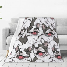 Couverture Bouledogue Français Douce Toutes Saisons en Flanelle Cadeau pour Femme, Fille, Bébé, Enfant 127 x 152 cm