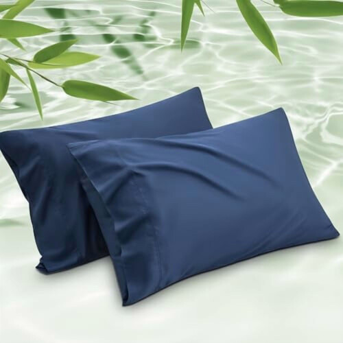 Taies d'oreiller en rayonne de bambou, format King, lot de 2