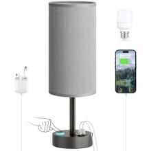 Sivá nočná lampa s dotykovým ovládaním a nabíjaním cez USB, 35,5 cm