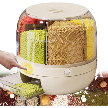 6-Compartment Rotating Cereal Dispenser with Airtight Lid