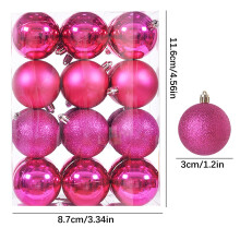 Christmas Ball Ornaments 24PCS, 3CM Hot Pink Plastic Pendant Decorations for Tree/Home/Yard – Compatible with All Christmas Trees