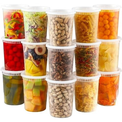 32-Unzen-Luftdichte Kunststoff-Deli-Behälter mit Deckel (20er-Pack)