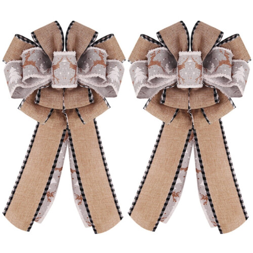 Brown Christmas Bow Decor 11x20 Inch 2 Pack