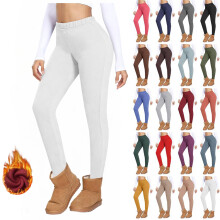 Fleece gevoerde legging voor dames met zakken, thermische winter workout hoge taille warme yogabroek strakke lange legging