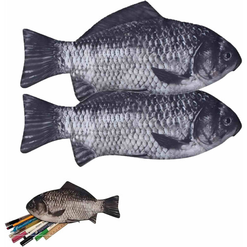 Estojo para lápis em formato de peixe com fecho de zíper (pacote com 2)