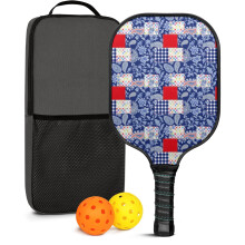 Pickleball Paddles Set with Floral Fiberglass Rackets, 2 Balls & Bag – Compatible with Indoor/Outdoor Play