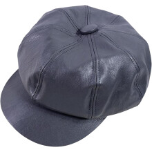 Gorra estilo Newsboy de CoCopeaunts, color liso, de cuero, octogonal, a la moda, cálida, para hombres y mujeres, gorras lindas, boina de cuero.