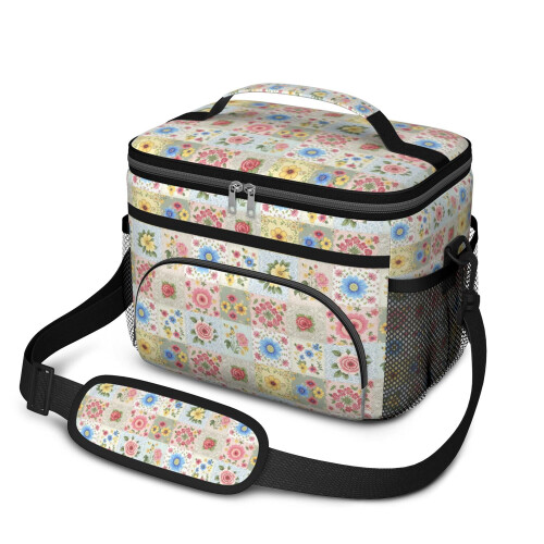 Blomsterisoleret madtaske 25x17x20 cm