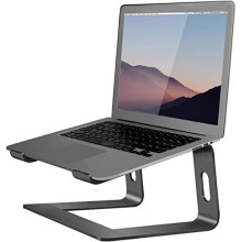 Tragbarer Laptopständer aus Aluminium, kompatibel mit Mac MacBook Air/Pro 10–15,6", abnehmbare ergonomische Erhöhung, Schwarz