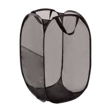 YOCBZ Opvouwbare Wasmand van Netstof – Pop-up Opvouwbare Wasmand voor Badkamer, Studentenkamer, Reizen & Cruises – Zwart, Geschikt voor Kleine