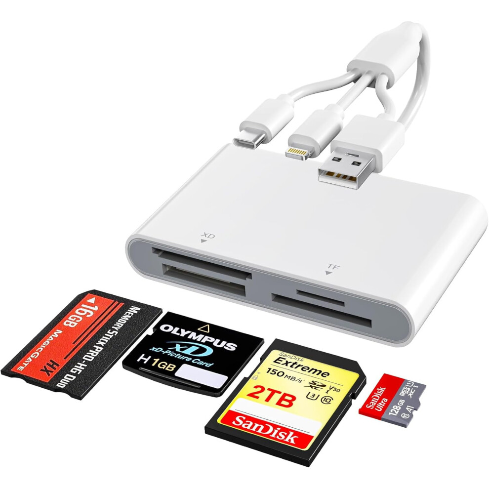 4-In-1 Memory Card Reader: Sd/Microsd/Ms Pro Duo/Xd + Triple Interface (Lightning/Usb-C/Usb-A) Â Compatible With Iphone, Android, Pc 9165521479955