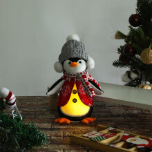 Pinguim de Pelúcia com Luzes LED - Animal de Pelúcia Iluminado, Presente de Natal para Crianças e Bebês, 26,5 cm, Material de Tecido Macio