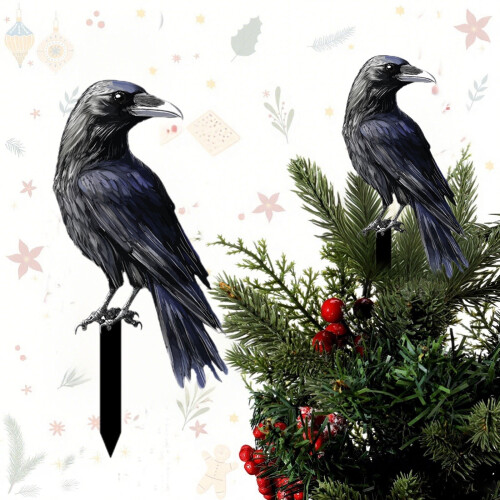 Πάσσαλος Black Crow 11,8" για εξωτερικό κήπο, αυλή, Halloween και χριστουγεννιάτικο δέντρο –
