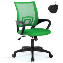 Mesh Office Chair with Lumbar Support and Armrest, Comfortable Desk Chairs with Wheel, Home Swivel Chair with Adjustable Height and Tilt, Green