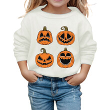Halloween pompoen hoodie voor meisjes, geschikt voor maat 12-18 maanden, witte sweater