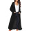 Dames lange, effen zwarte cardigan met split en 1