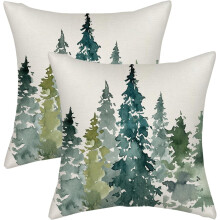 Conjunto de 2 capas de almofada com estampa de árvore verde sálvia, 45x45 cm (18x18 polegadas).