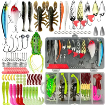 Kit di esche da pesca per acqua dolce, kit di attrezzatura per la pesca di spigole, trote e salmoni, scatola per attrezzatura con esche a cucchiaio e