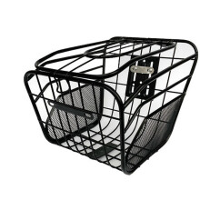 Cykelkorg i stål framtill med fällbart lock