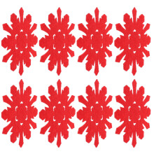 Sottobicchieri a forma di fiocco di neve in feltro rosso, confezione da 8
