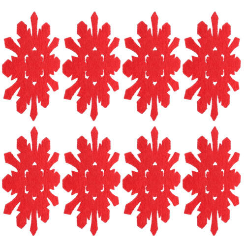Rote Filz-Schneeflocken-Untersetzer, 8er-Pack