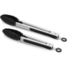 12-Zoll-Küchenzange aus Edelstahl mit Silikonspitzen, Verriegelung, geeignet zum Grillen und Kochen