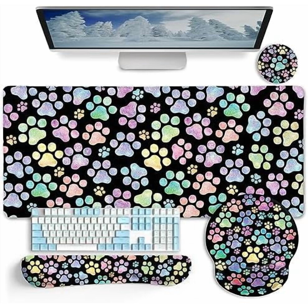 Dog Paw Mouse Pad Set With Wrist Support And Cup Coaster 9377112019154