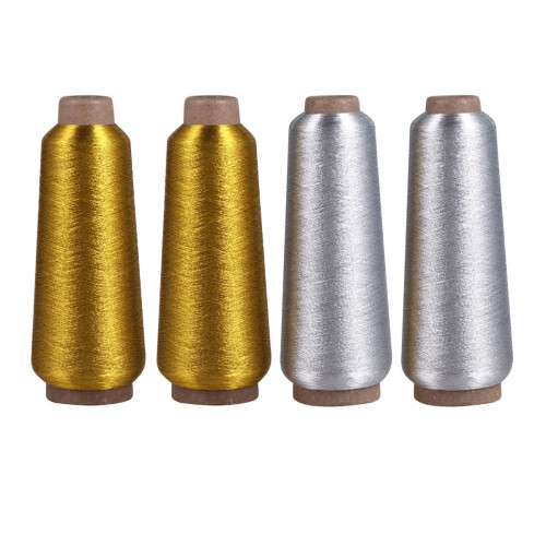 Snáithe Bróidnéireachta Miotalach Órga & Airgid 4Rolls