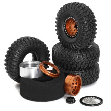 4PCS 1.9 Metal Beadlock Tires Claw Mud Terrain Wheel Tires for FCX10 Axial SCX10 Pro SCX10 UTB18 TRX4 Copper Color