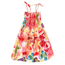 Babyjurkje voor peutermeisjes, zomerjurk met bloemenprint, mouwloos, strandjurkje met bandjes, prinsessenjurk voor 6-7 jaar.