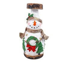 Kaarsenstandaards van hars met kerstman en sneeuwpop (2 stuks)