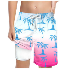 Boys Compression Swim Shorts Boys Swim Trunks with Compression Liner-Quick Dry Bathing Suit Beach Shorts for Kids Size 5T 6T,(Pink 5-6 Years)