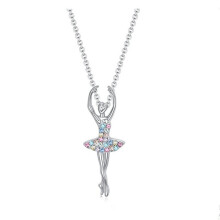 Collana con ciondolo a forma di ballerina, charm di cristallo, catenina regolabile per la clavicola