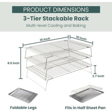 Ensemble de grilles de refroidissement en acier inoxydable 304 : 10,5 po, 9 po, 7,5 po